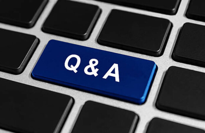 Q&A or Question and Answer button on keyboard, business concept